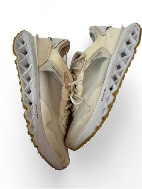 Cole Haan Beige and White Grand 360 Lace-Up Sneakers